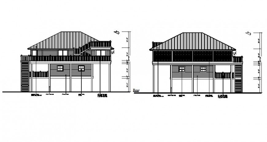 Housing units drawings 2d view elevation autocad software file