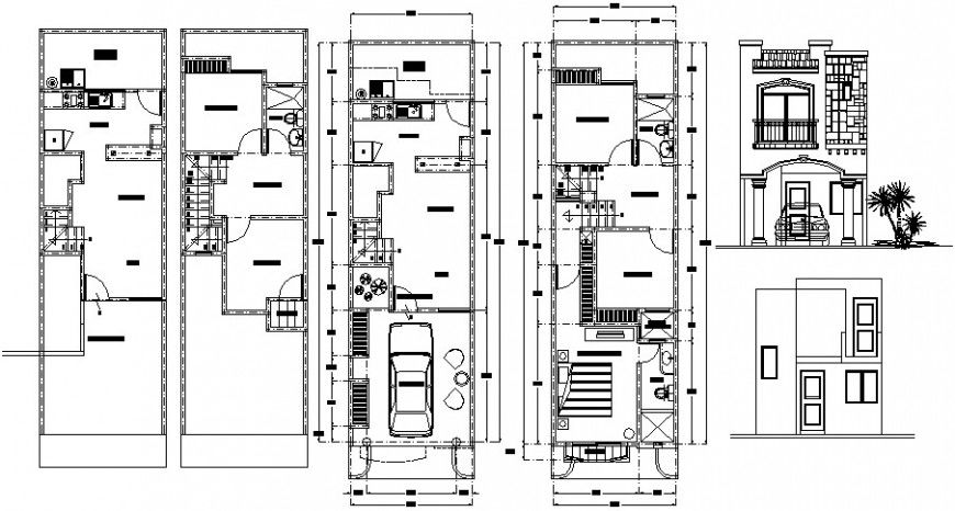 Housing units drawings 2d view floor layout plan dwg autocad file