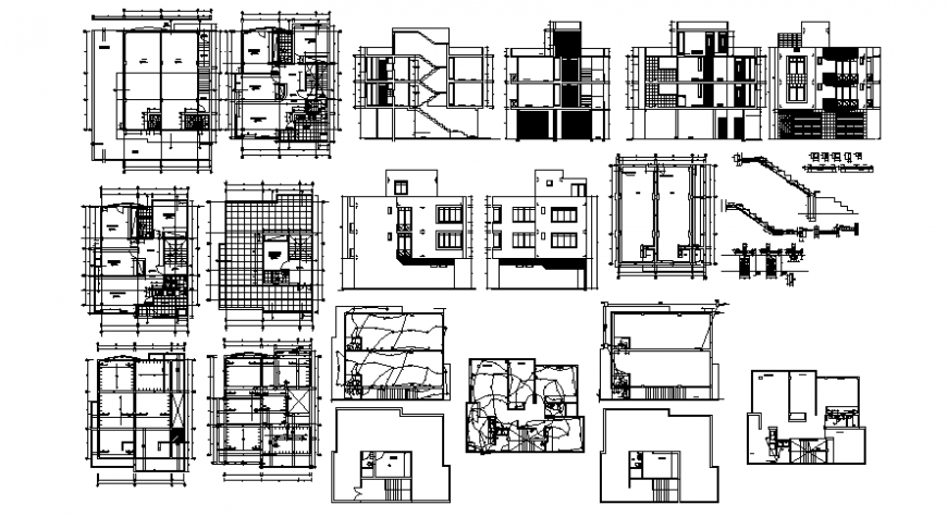 Housing units drawings detail 2d view elevation plan and section in autocad