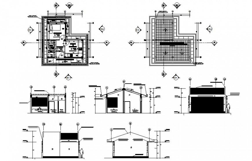 Housing units drawings details 2d view work plan elevation and section dwg file