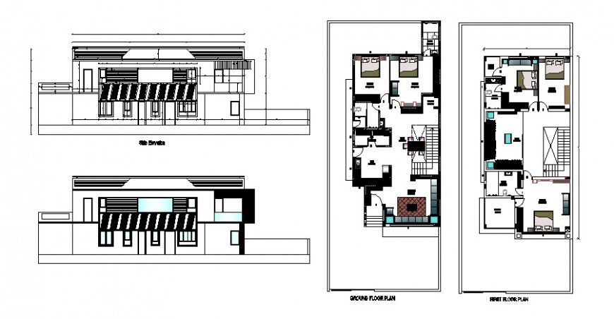Housing units drawings details plan and elevation autocad fil