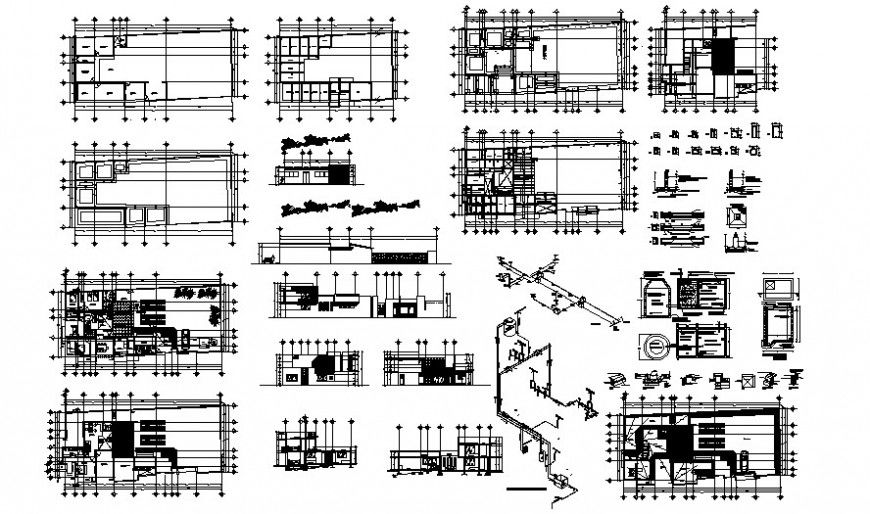 Housing units drawings details plan elevation and section autocad file