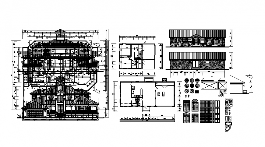 Housing units drawings plan and elevation autocad file