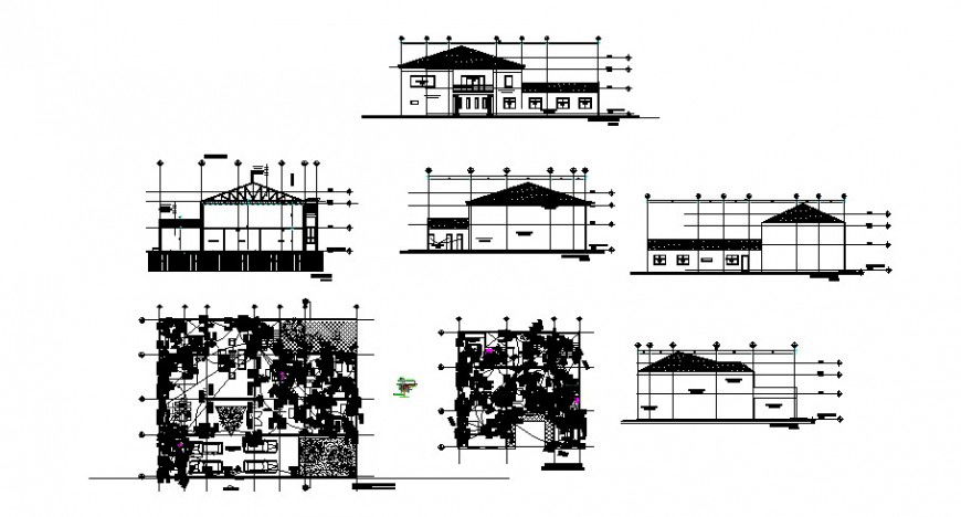 Housing units drawings plan elevation and section dwg autocad file