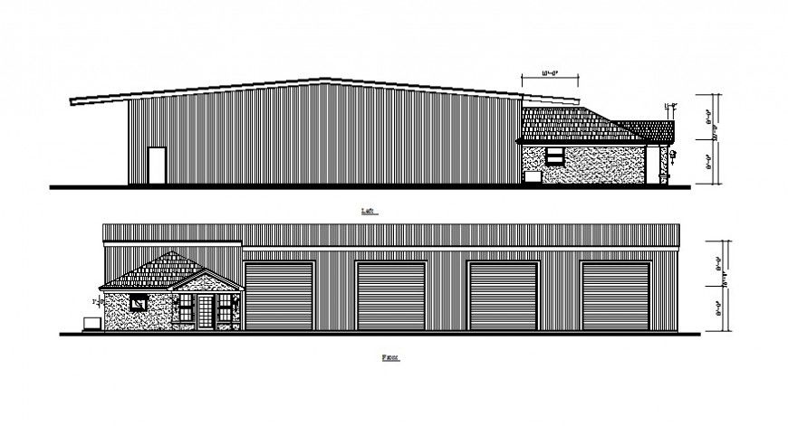 Housing units elevation drawings detail 2d view autocad file
