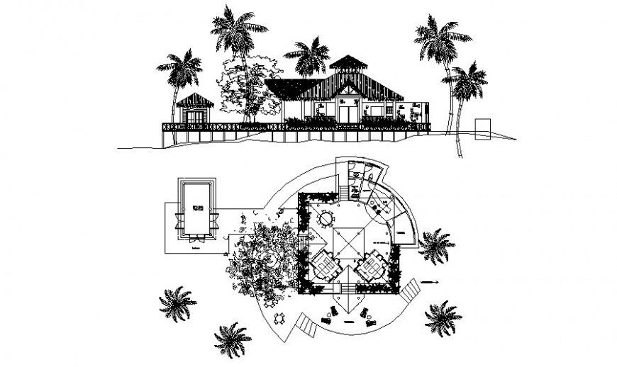 Housing units plan and elevation detail 2d drawing in autocad
