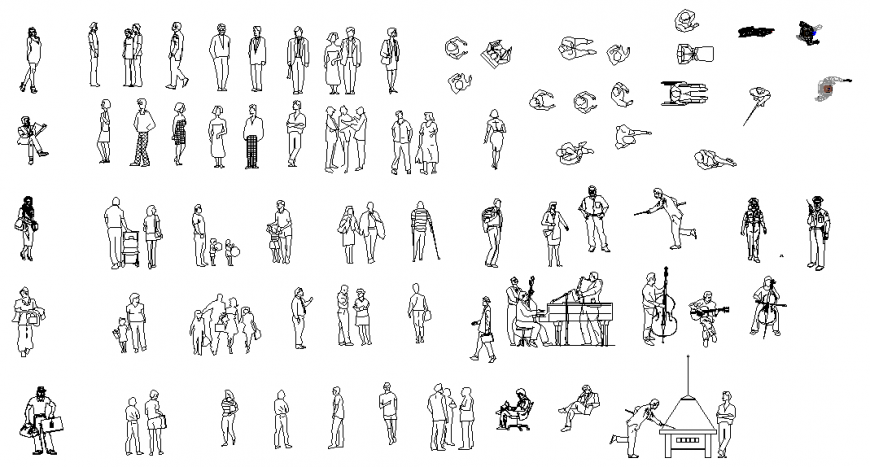 Human activity block in dwg file.