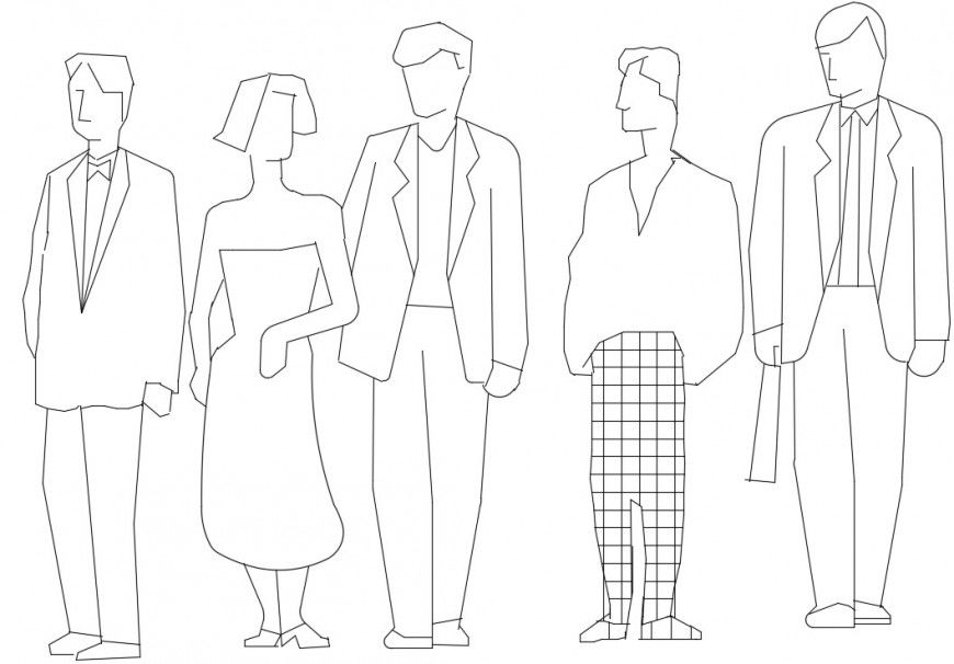 Human cad blocks 2d model dwg files