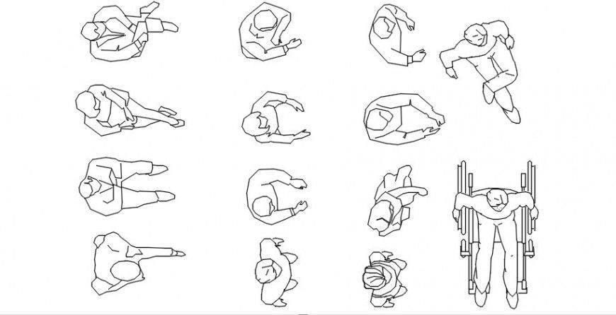 Human cad blocks detail model 2d view file