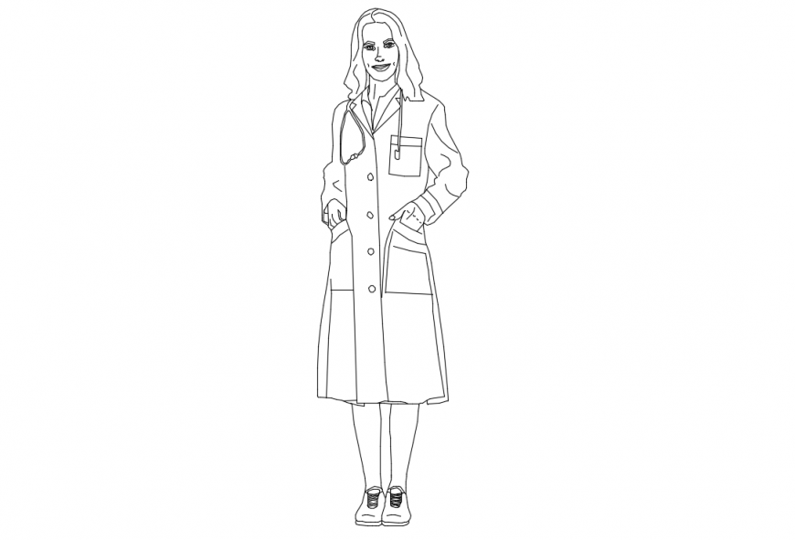 Human figure detailing of a doctor dwg file