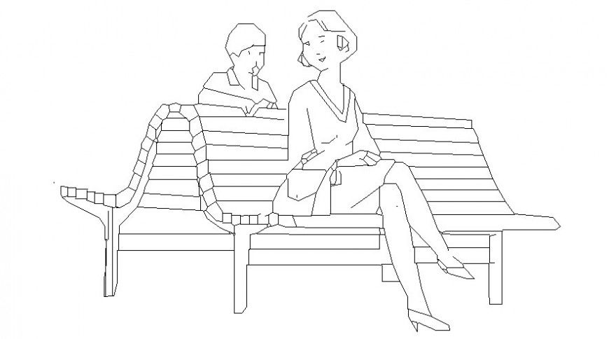 Human figure drawings detail lady and child autocad file