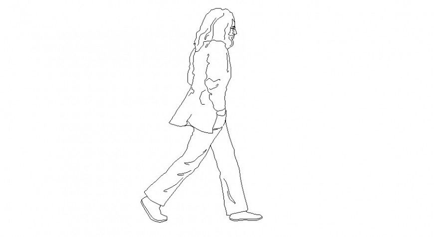 Human figure line detail drawing in AutoCAD file.