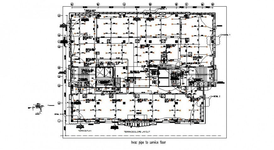 HVAC pipe to service floor plan in auto cad file