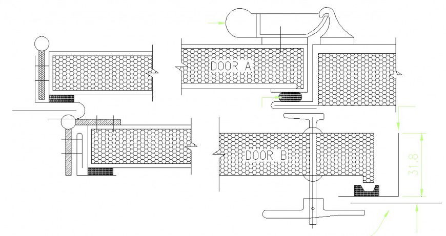 HVAC systems door installation details for technical building dwg file