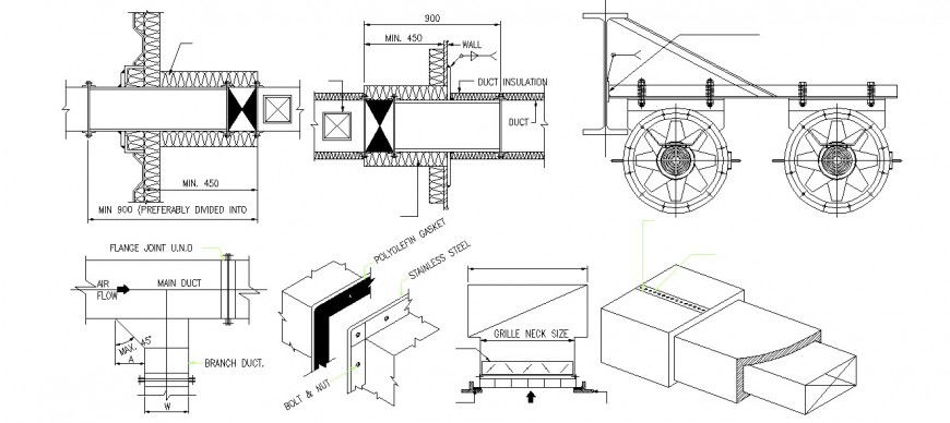 HWAC system gas installation cad drawing details dwg file