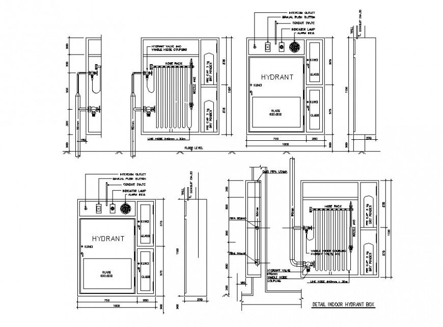Hydrant Box Detail Drawing in AutoCAD DWG for Fire Safety Planning