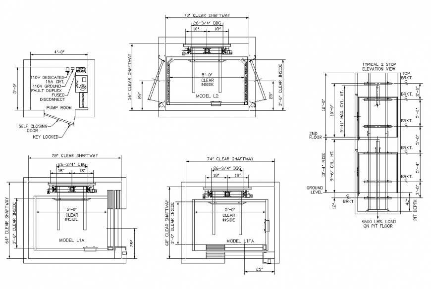 Hydraulic electric power generator layout 2d view dwg file