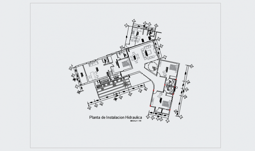 Hydraulic installation plan design drawing for modern house design