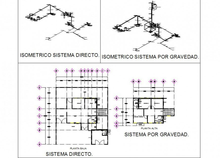 Hydraulic layout of house layout plan in dwg AutoCAD file.