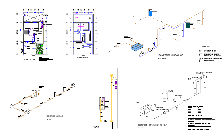 Hydraulic layout plan of the house in dwg AutoCAD file.