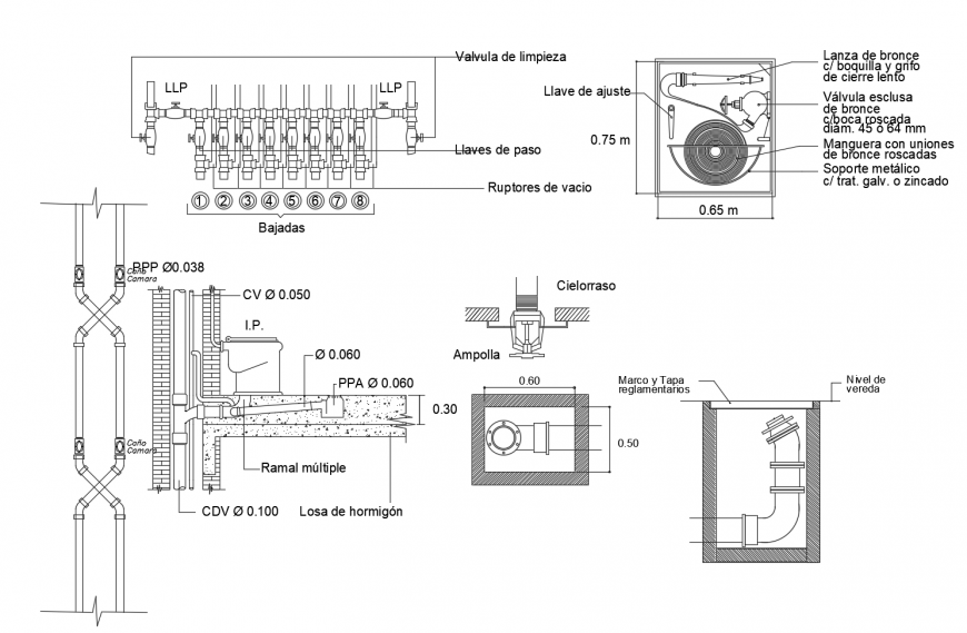 Hydraulic system and plumbing details of high rise building dwg file