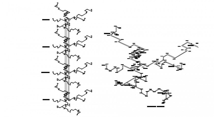 Hydraulic water system diagram details for apartment building dwg file