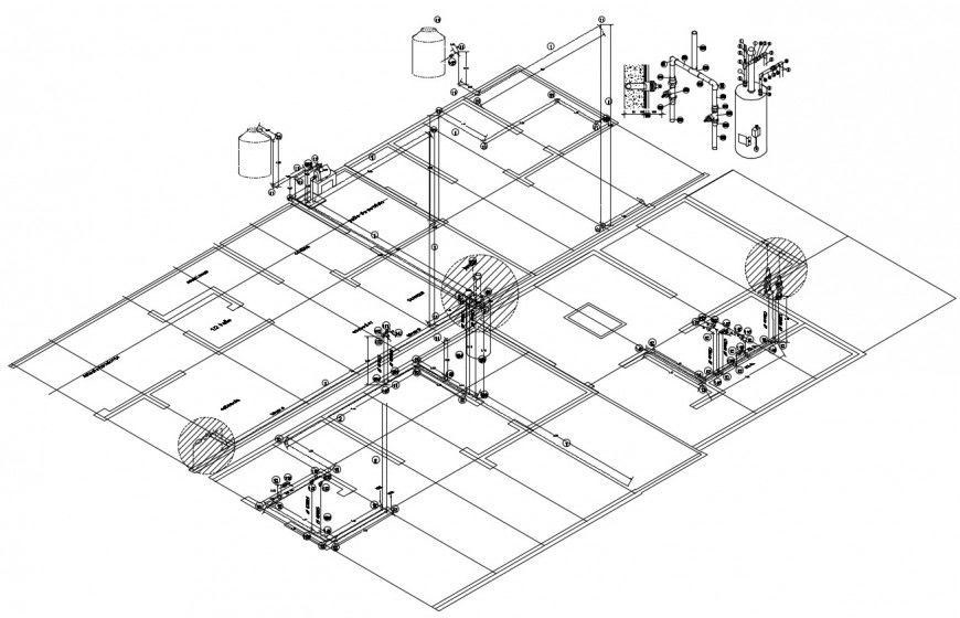 Hydraulic water system diagram for sanitary facilities drawing details dwg file