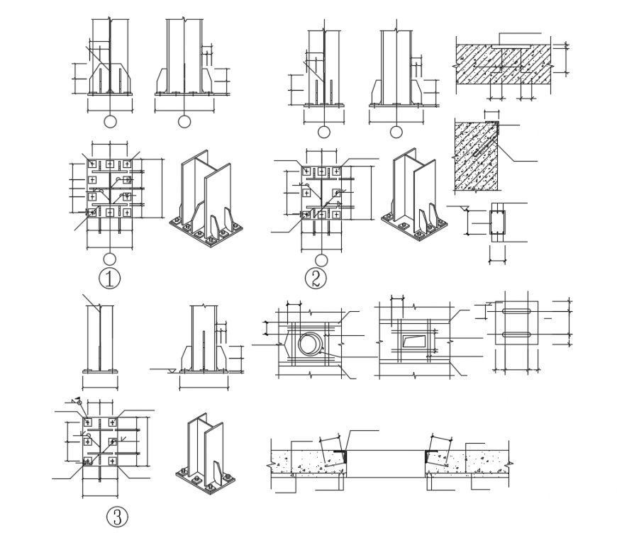 I beam isometric view with elevation and plan structure view dwg file