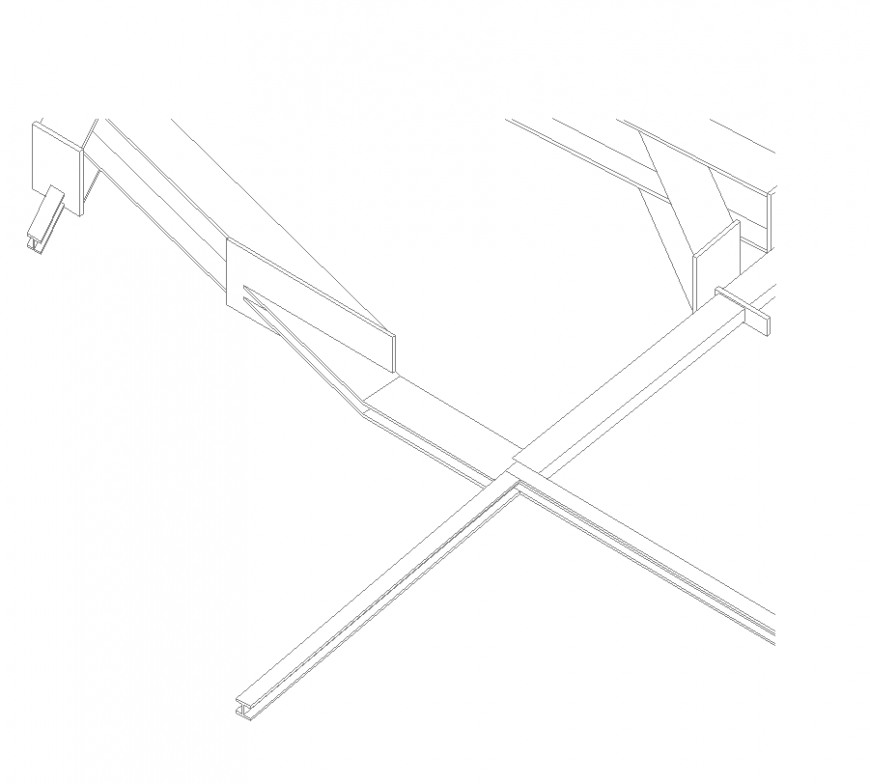 I beam with truss area isometric detail of structural design dwg file