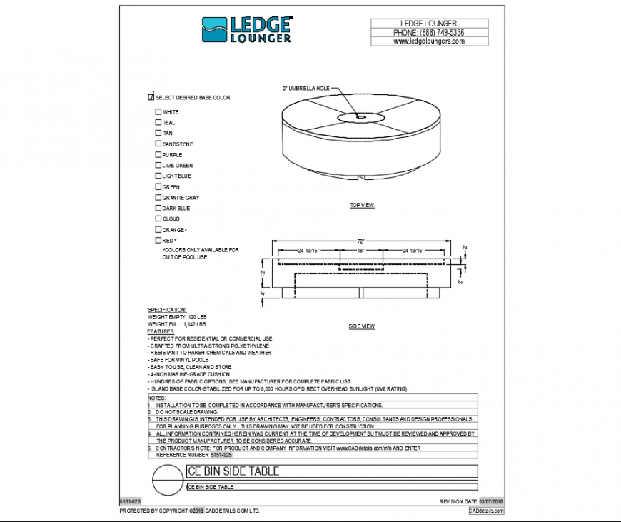 Ice bin table top and side view cad block design dwg file