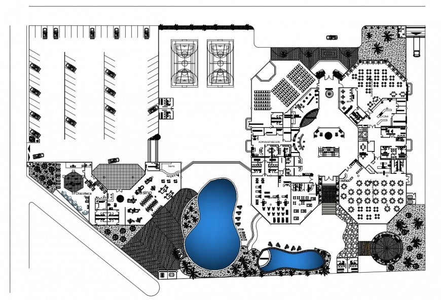 Imperior five star hotel distribution layout plan cad drawing details dwg file