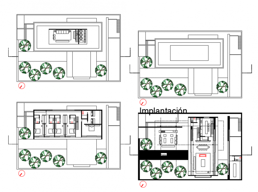 Implication and distribution plan details of one family house dwg file