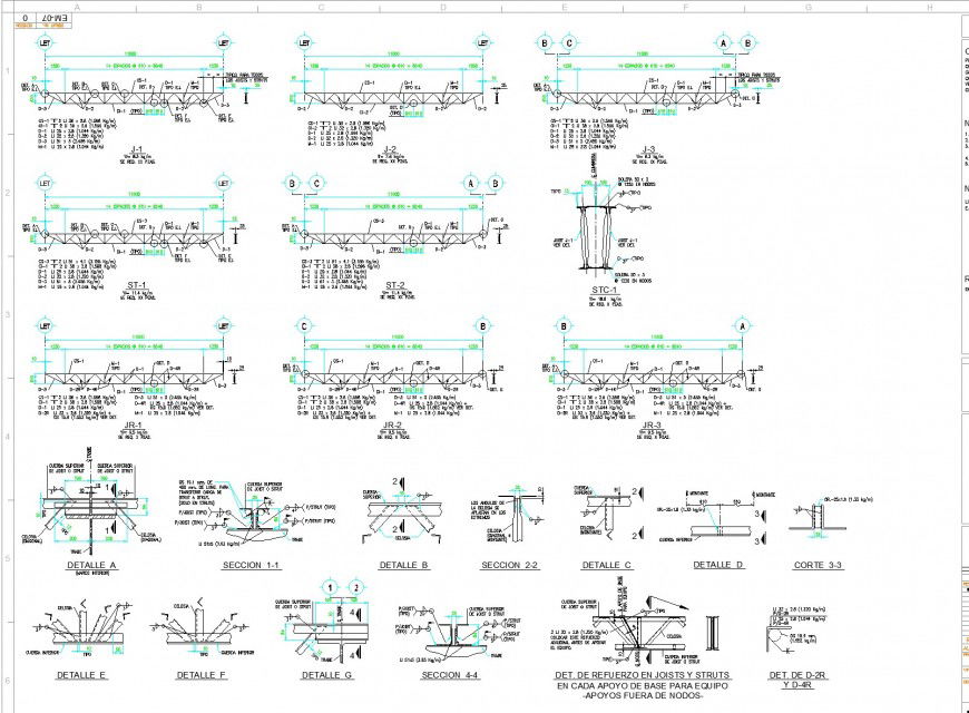 In each base support for support equipment outside nodes autocad file