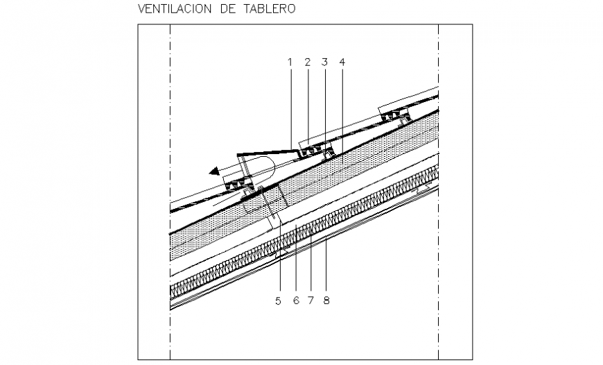 Inclined roofs of concrete tiles section autocad file