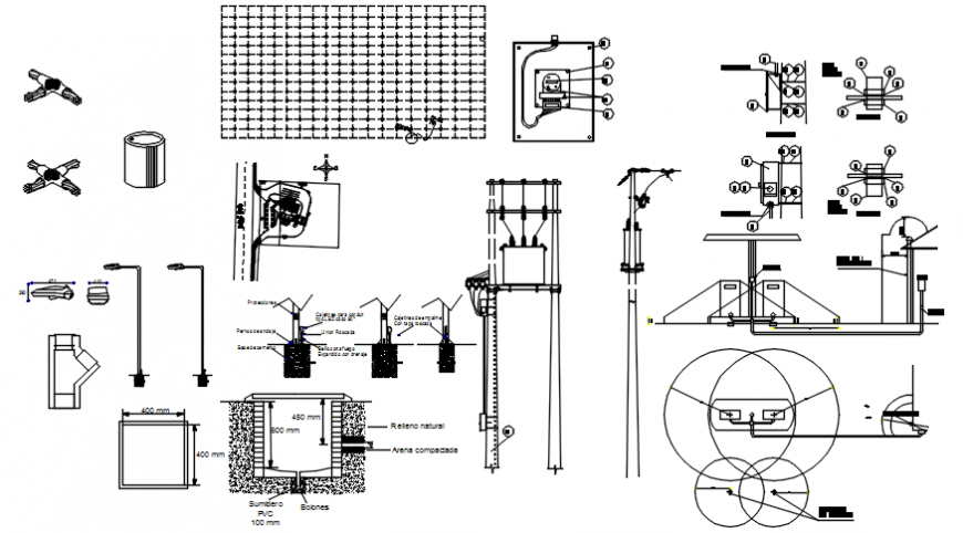 Indirect measurement substation and exterior light installation in AutoCAD
