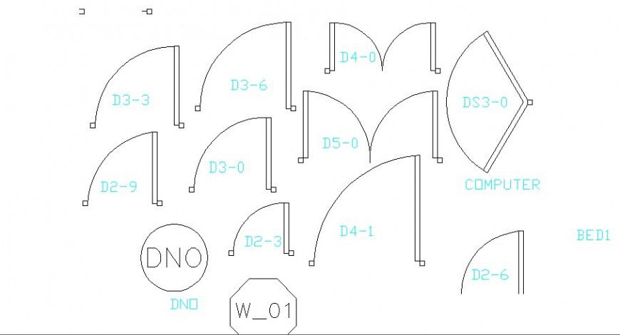 Indoor door blocks for residential villa dwg file