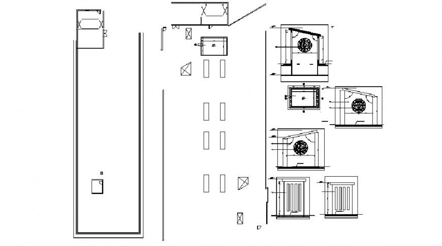 Indoor doors and ventilated window installation drawing details dwg file