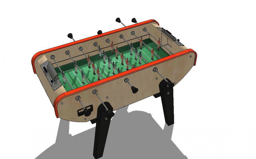Indoor football game 3d view detail dwg file