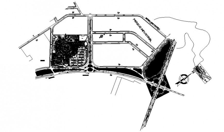 Industrial area drawings detail 2d view landscaping details in autocad