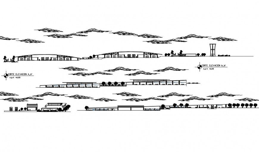 Industrial building detail elevation DWG file in Autocad format