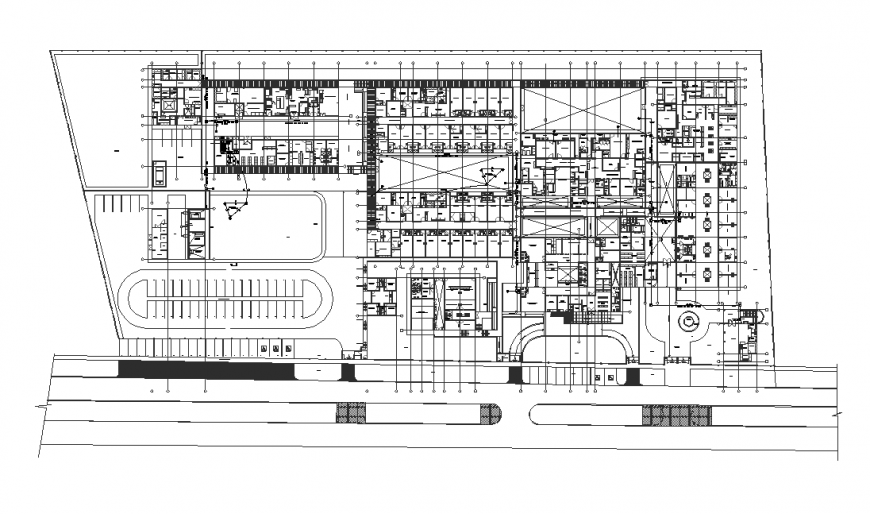 Industrial building detail plan 2d view layout autocad file