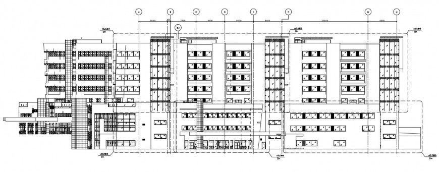 Industrial building elevation design cad file