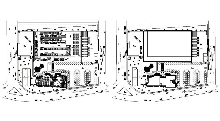 Industrial building units drawings 2d view floor plan autocad file