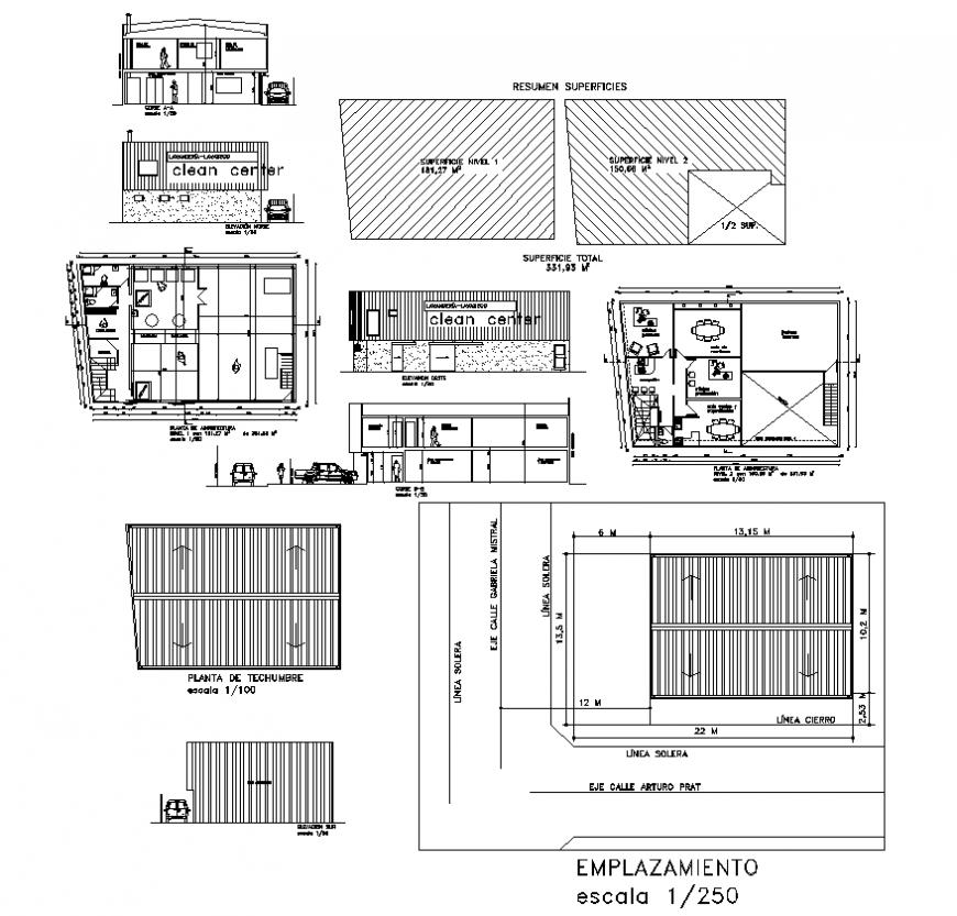 Industrial laundry building detail plan and elevation 2d view autocad file