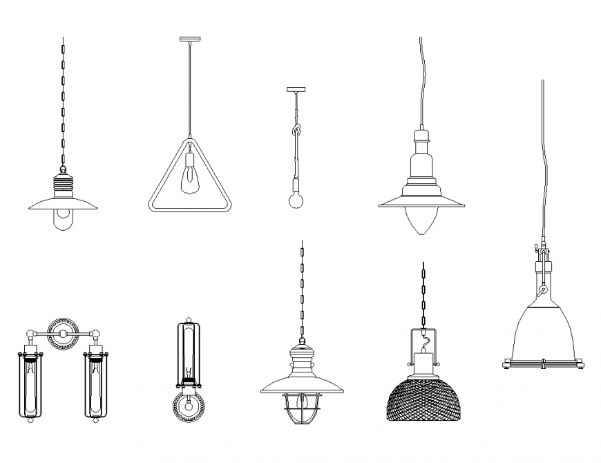 Industrial loft light with different block design of loft light dwg file