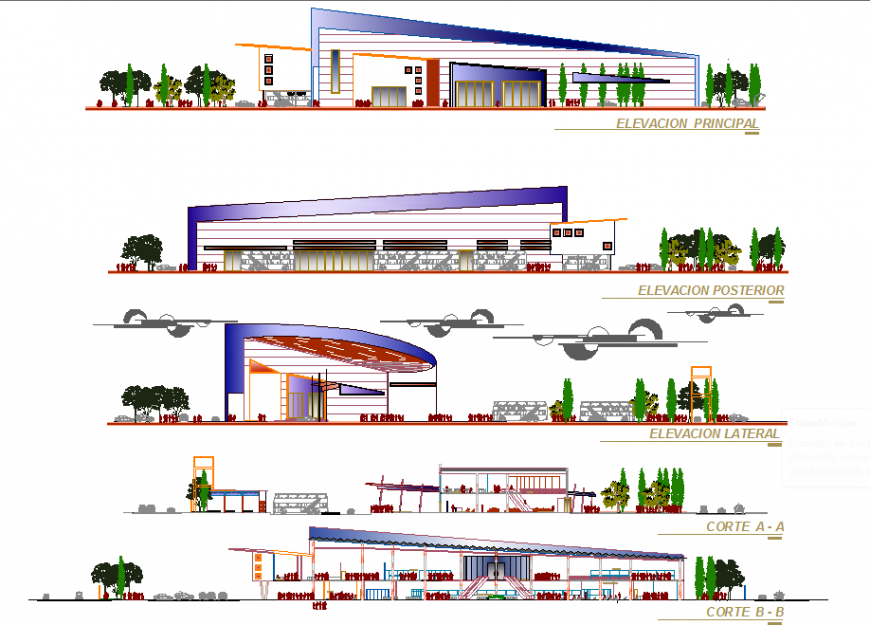 Industrial office shade elevation drawing in dwg file.