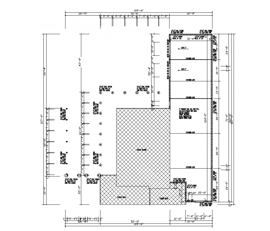 Industrial plan design with architectural detail dwg file