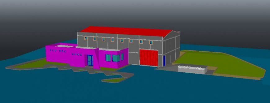 Industrial plant building 3d model cad drawing details dwg file