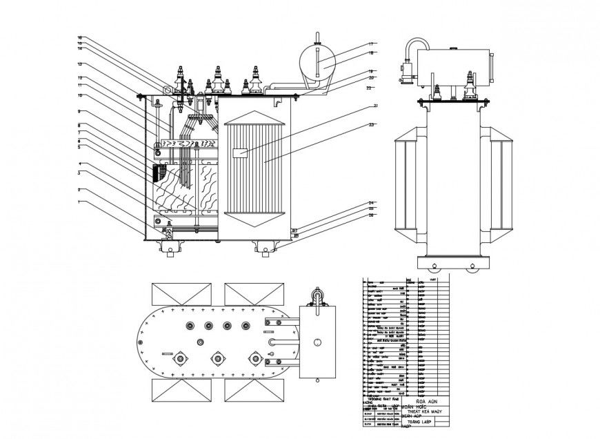 Industrial plant machine elevation, section and auto-cad drawing details dwg file