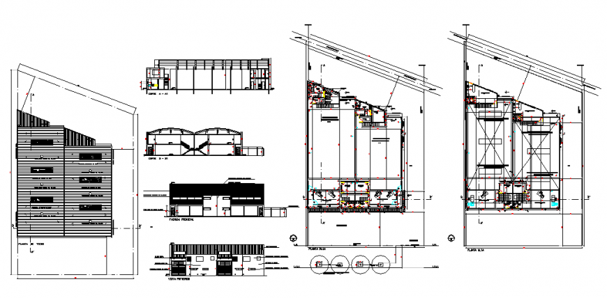 Industrial shade plan and section detail drawing in dwg file.